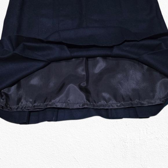 80s Vintage Pendleton Navy Blue Mid Rise Pleated Minimal Wool Midi Skirt Size 6 - Picture 7 of 8